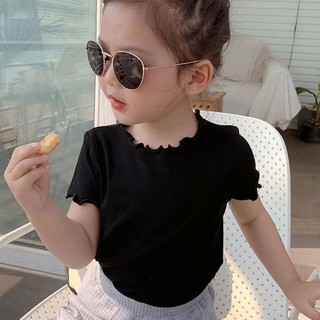 80-130cm Phong Cách Mùa Hè Thời Trang Bé Gái Dễ Thương Bé Gái Tay Ngắn Top Mùa Hè Áo Thun Trẻ Em Trẻ Em Cổ Tròn Nửa Tay Áo Sơ