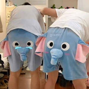 2025NEW Dễ Thương Ngộ nghĩnh Voi Quần Short Mùa Hè Nam Nữ Rời Xấu Xí Dễ Thương Dumbo Cặp Đôi Sinh Viên Bộ Đồ Ngủ Quần