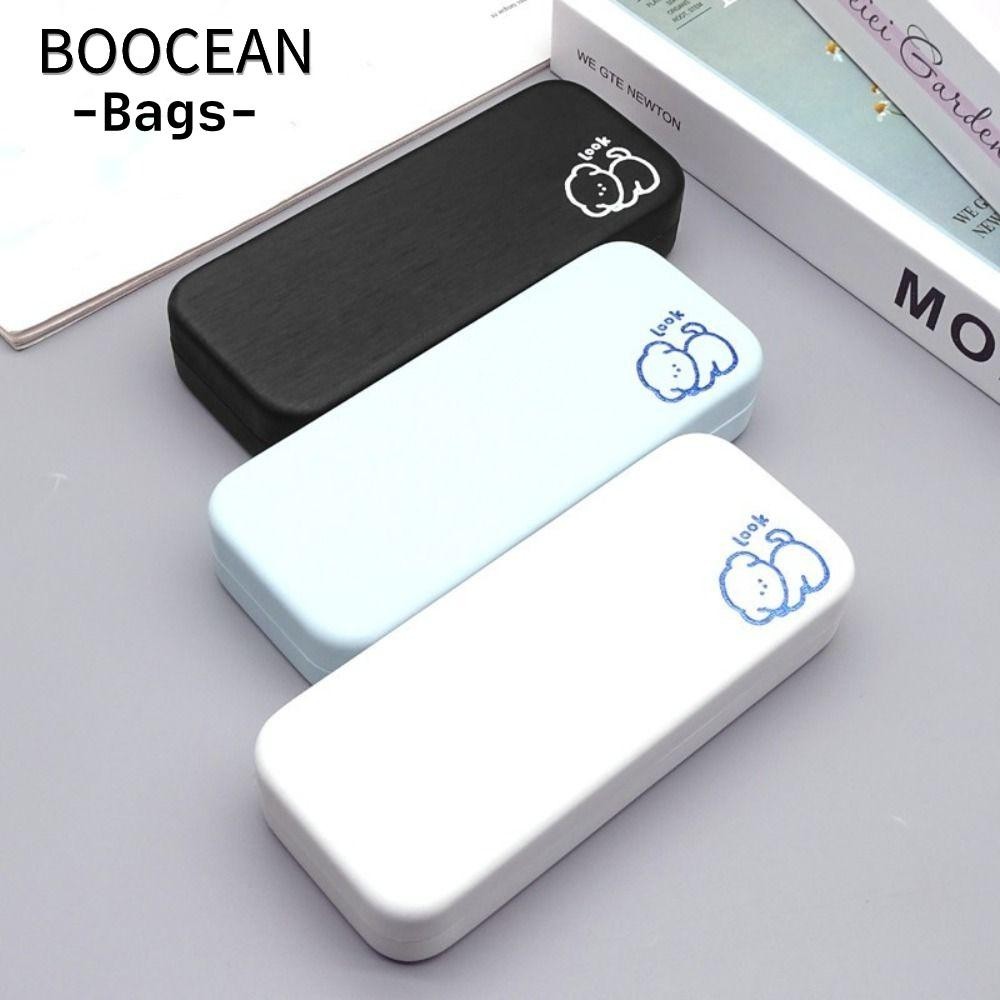 BOOCEAN Hộp đựng kính mắt, Hộp kính mắt chống căng thẳng bằng da, Hộp kính đọc sách màu trơn nhẹ đơn giản dành cho nam