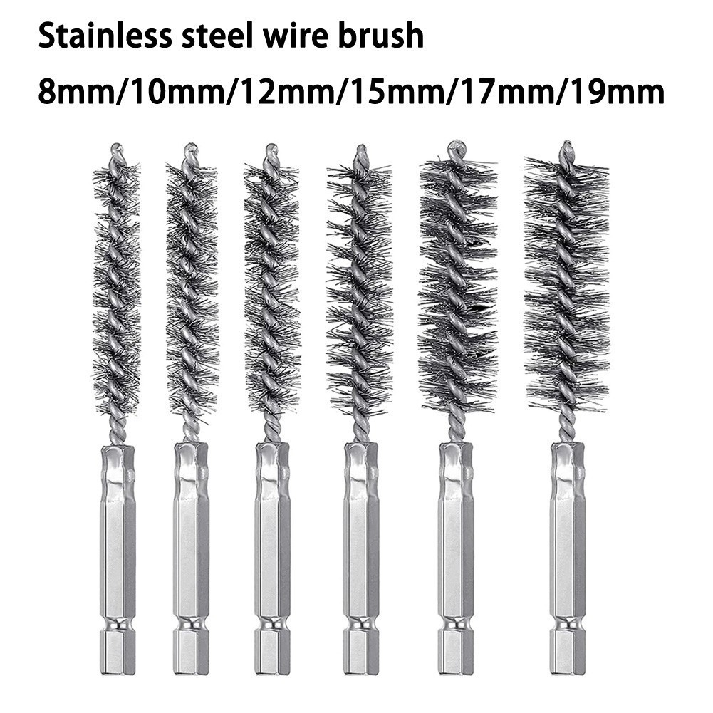 <WELV> Bàn chải làm sạch máy móc ống dây 8-19mm Dụng cụ đánh bóng rửa rỉ sét