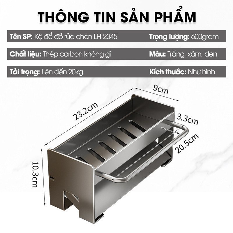 Kệ để đồ rửa chén, nước rửa chén bát, giẻ lau để bồn rửa My Nhân thép carbon sơn nhiệt chống rỉ sét