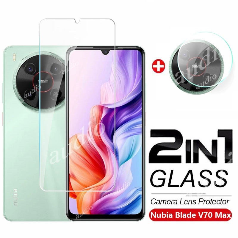 Nubia V80 Max 4G Nubia V70 Max 4G 2In1 Kính Cường Lực Bảo Vệ Toàn Màn Hình Phim Có Bảo Vệ Ống Kính Máy Ảnh Cho ZTE Blade V70 Max 4G 2025 Điện Thoại Bảo Vệ Màn Hình Bao Phim Cho ZTE Nubia V70 Max 4G