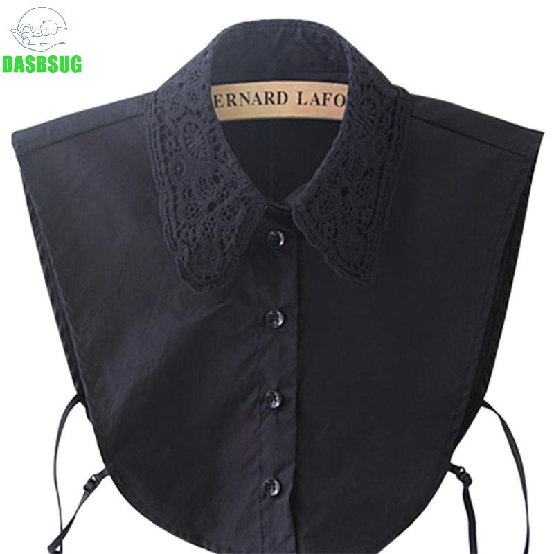 Dasbsug Nữ Màu Nguyên Chất Ren Có Thể Tháo Rời Ve Áo Choker Vòng Cổ Áo Sơ Mi Giả Cổ