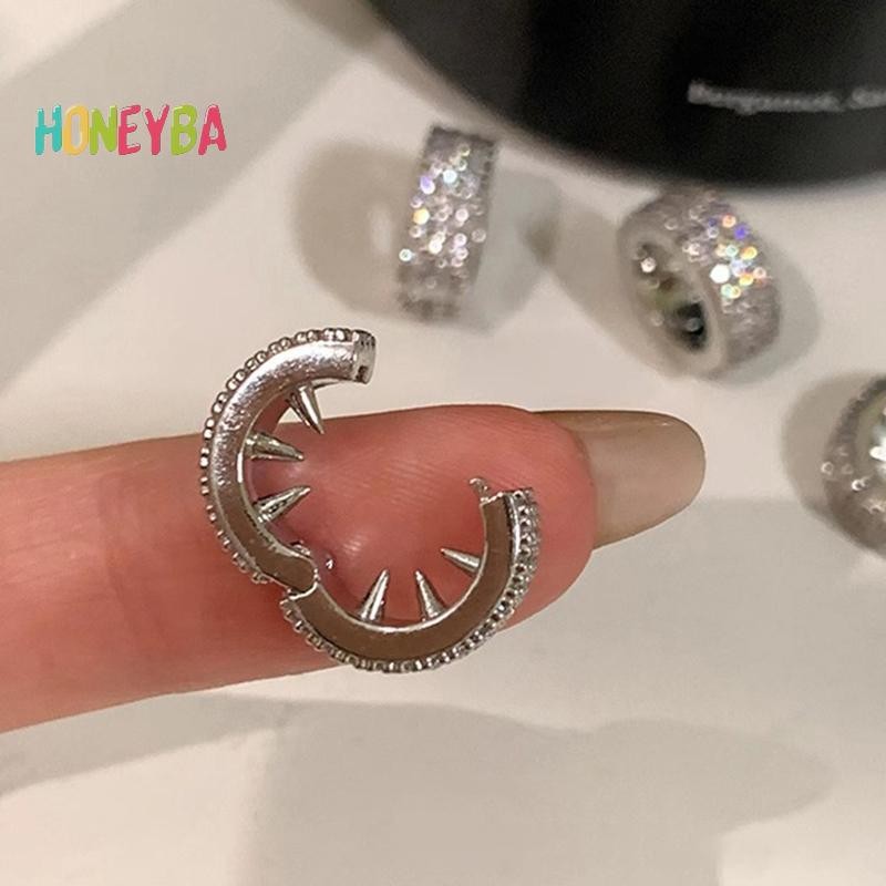 < Honeyba > Flash Bạc Tròn Khóa Tóc Cá Tính Hip Hop Ngọt Ngào Mát Bẩn Tóc Kẹp Tóc