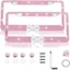 FANIELLAPOWELL 2 Gói Có Vỏ Biển Xe Thiết Kế Nơ, Khung Biển Số Bling Kim Cương Giả Màu Hồng, Trắng, Thép Không Gỉ, Giá Đỡ Giấy Phép acrylic Cho Xe Hoa Kỳ