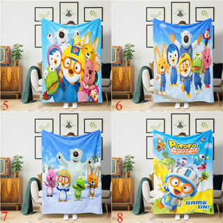 Pororo Flannel chăn chim cánh cụt nhỏ, sofa, điều hòa, ngủ văn phòng, quà tặng gia đình in 1 mặt