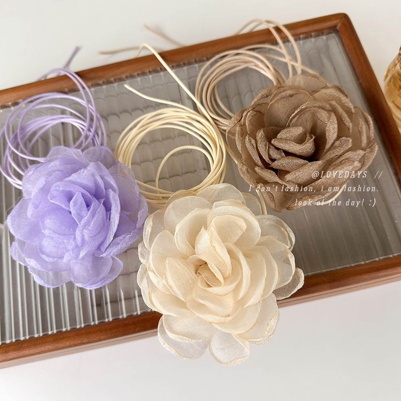 Nhiều Màu Hoa Hồng Phối Ren Vòng Cổ Pháp Nguyên Chất Desire choker Cổ Vòng Cổ Xương Cổ Dây Xích Phụ Kiện
