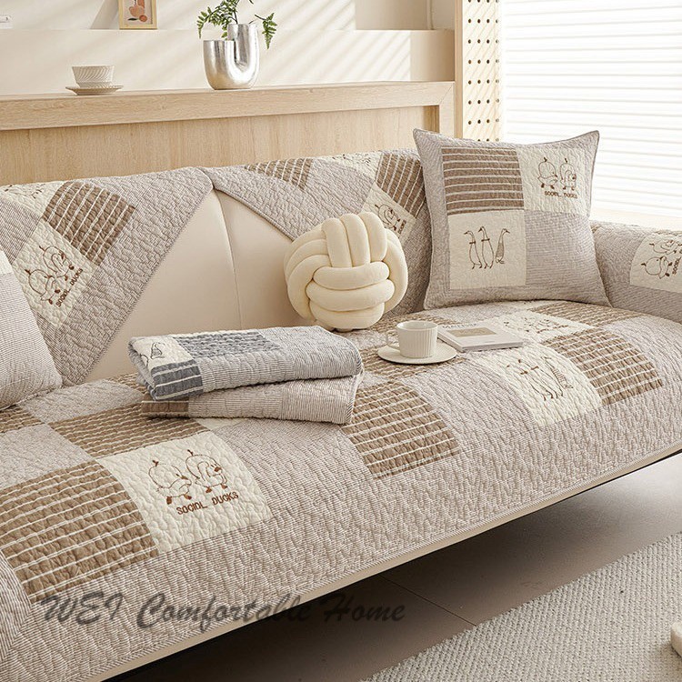 Phong Cách Mới Cotton Handmade Sofa Đệm Bốn Mùa Đa Năng Chống Trơn Trượt Đệm Đơn Giản Hiện Đại Nguyên Chất Cotton Sofa Bao Khăn
