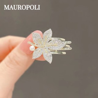 Mauropoli [Sẵn Sàng] Kẹp Bên Phong Cách Mới Kim Cương Giả Lá Phong Mỏ Vịt Kẹp Tính Khí Hàn Quốc Nổ Tóc Nhỏ Full Kim Cương Tinh Tế Kẹp Tóc Nhỏ Nữ