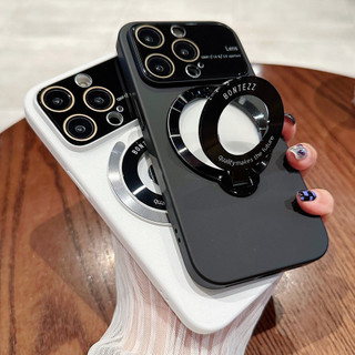 Sang Trọng Gấp Đứng Đứng Ốp lưng Từ Tính Cho iPhone 15 14 13 12 11 Pro Max 14 15 Plus Ốp Lưng Full Camera Bảo Vệ Siêu Mỏng Cứng PC Logo Lỗ Mặt Sau