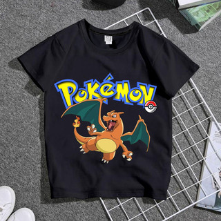 2024 Hoạt Hình Thời Trang Mùa Hè Mới Quần Áo Trẻ Em Áo Phông Pokemon Tay Ngắn Quần Áo Dành Cho Học Sinh Trung Học