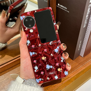 Ốp điện thoại gấp cho Oppo Find N2 N3 Flip Mạ điện nhăn nhỏ hoa tay dây cứng vỏ điện thoại tpu