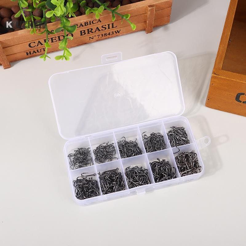 Kuzhen 100-500 Chiếc Móc Câu Bộ Thép Carbon Cao Sắc Nét Móc Câu Cá Thiết Bị Câu Cá Gear Giải Pháp Phụ Kiện HOT