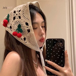 Julyhot Dệt Kim Tam Giác Dễ Thương Nhỏ Anh Đào Pháp Mục Vụ Phong Cách Khăn Móc Hoa Khăn Trùm Đầu Massivedeals