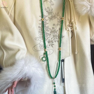 Pcwfkef Đá Tự Nhiên Cầu Nguyện Vòng Cổ Nữ Phật Giáo Thiền Xanh Pha Lê Vòng Cổ Dài sel Chokers Quà Tặng Mới