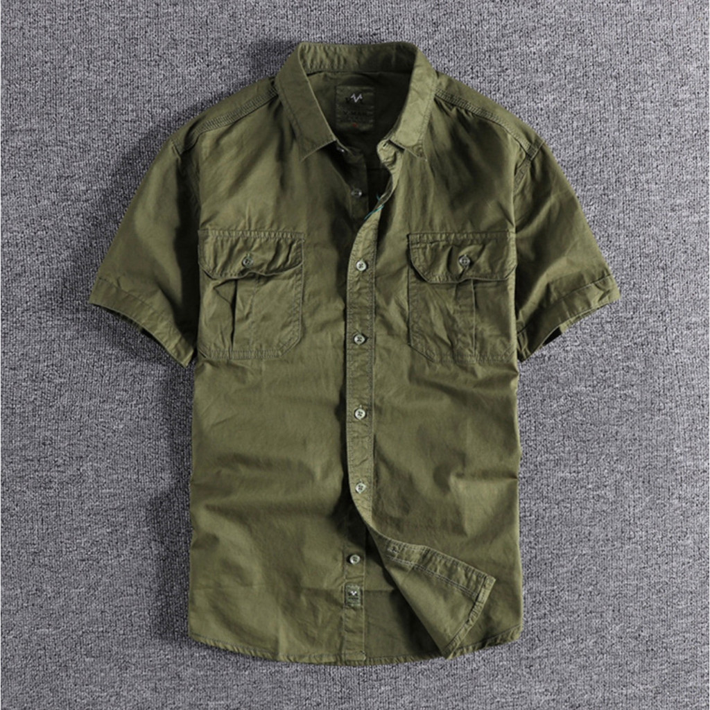 Áo sơ mi Retro túi hộp ngắn tay tactical_dã ngoại