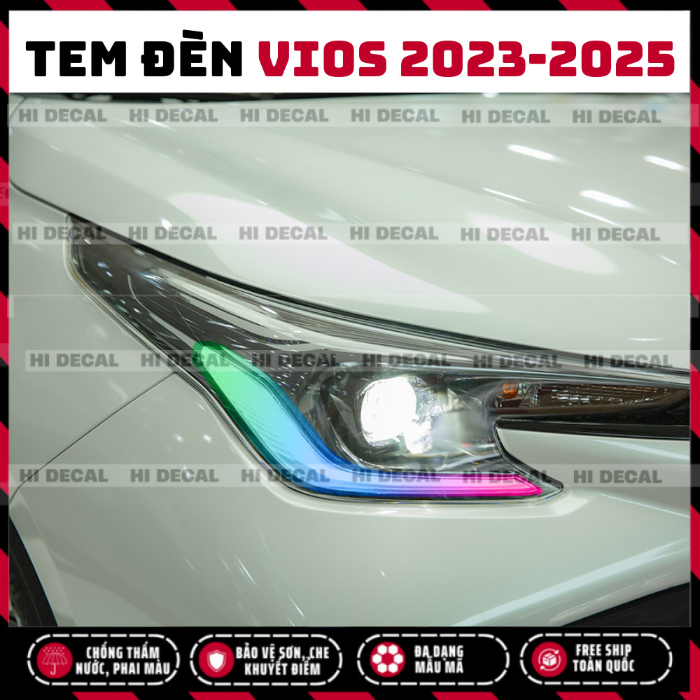 Decal đèn Vios 2023 - 2025, tem dán đèn xe Vios trang trí bào vệ bền màu, chống nước