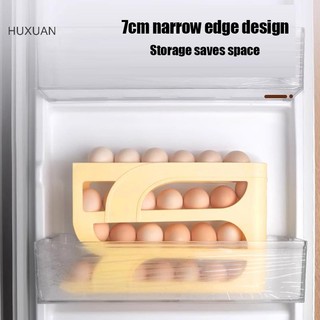 Huxuan Sử Dụng Tự Động Cuộn Xuống Trứng Hộp Bảo Quản Nhà Bếp Tủ Lạnh Cửa Bên Bảo Quản Trứng Giá 30 Miếng Để Gói Hộp Trứng RFT