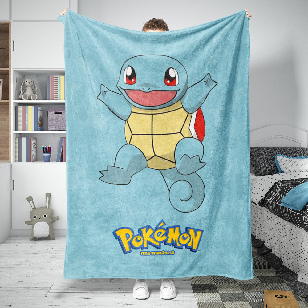 Hoạt Hình Dễ Thương Pikachu Flannel Chăn Một Mặt In Flannel Chăn Squirtle & Bulbasaur & Charmander Chăn Món Quà Tốt Nhất Cho Người
