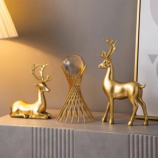 Cặp Hươu tài Lộc và trụ pha Lê chéo  Bunnies trang trí nội thất decor kệ tủ quà tặng khai trương Tân gia sang trọng