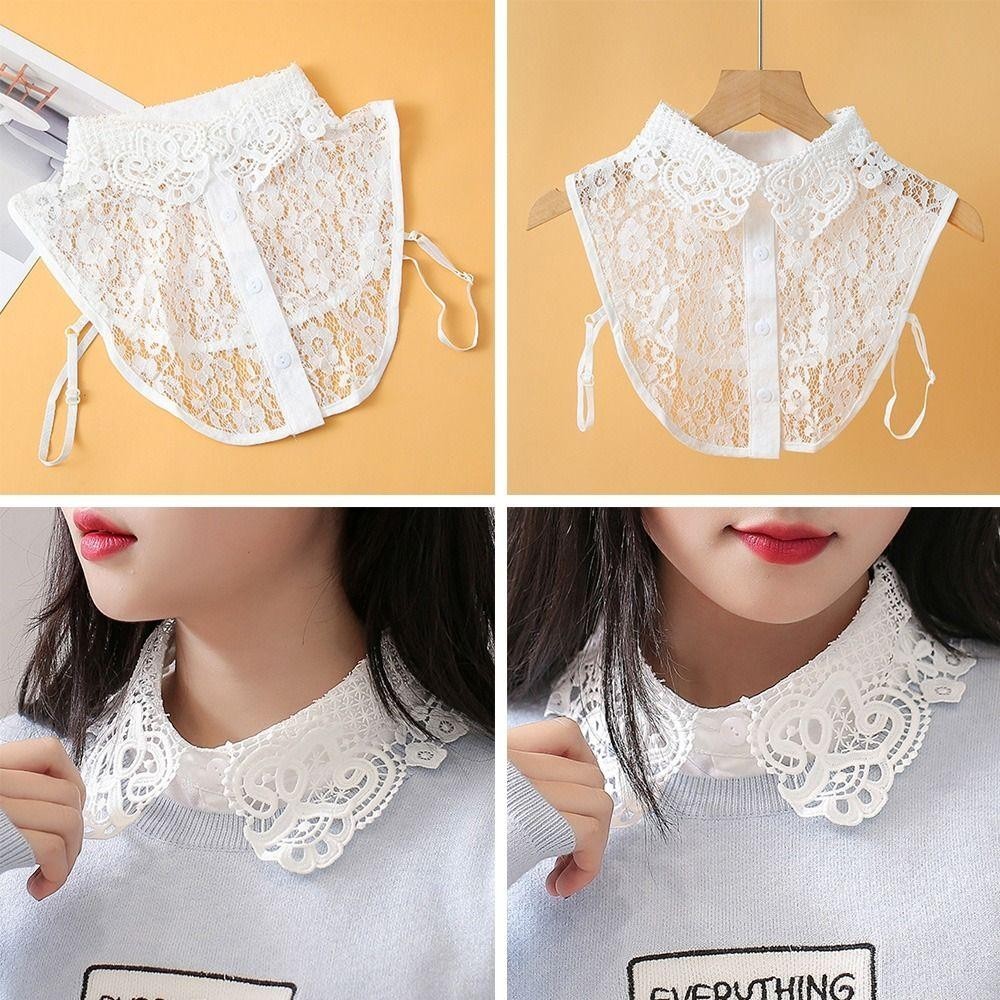 Cổ giả ren có thể tháo rời, phù hợp cho áo sơ mi nữ và bé gái