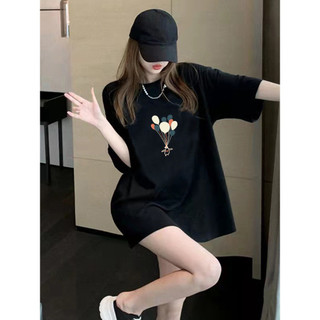 Áo thun ngắn tay nữ áo cotton dáng rộng dài