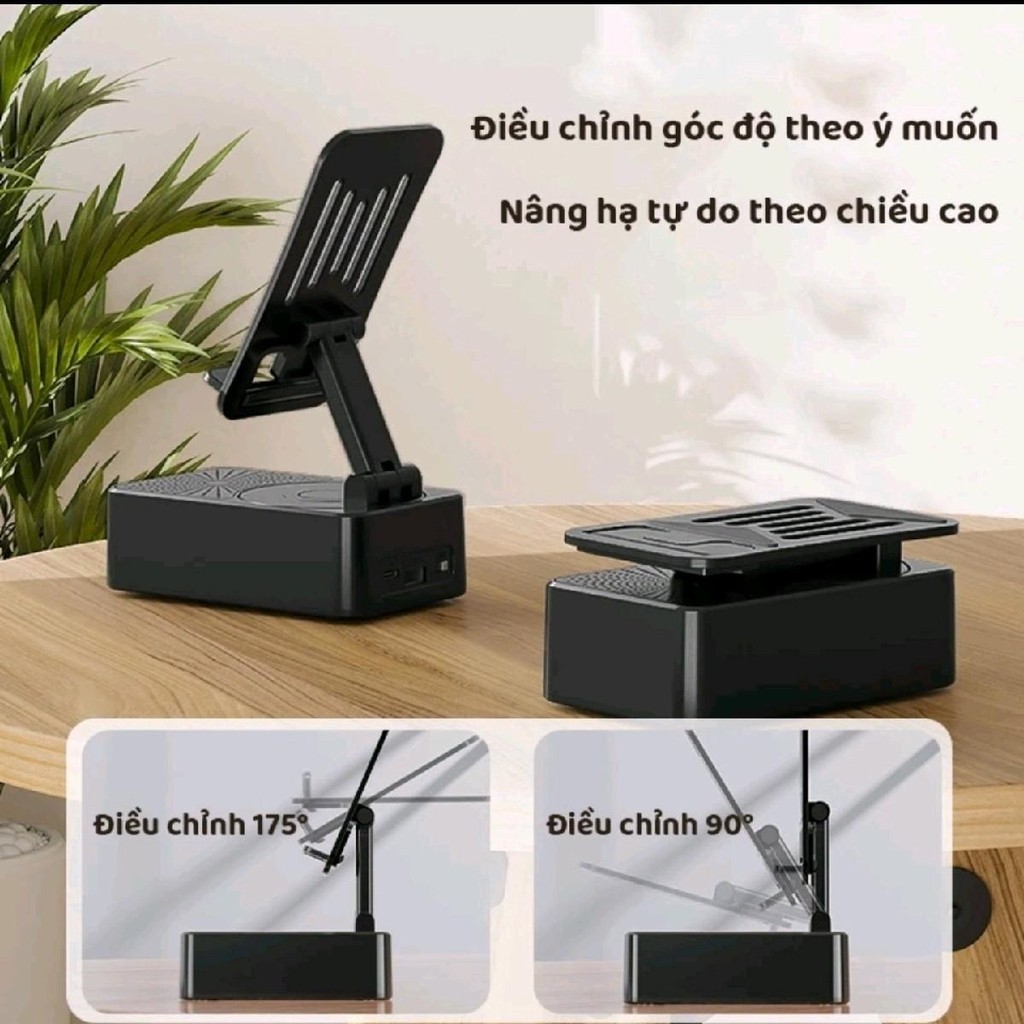 Loa bluetooth 3 trong 1 tích hợp sạc dự phòng 5000mAh + giá đỡ điện thoại chống trượt có thể gập lại tiện lợi