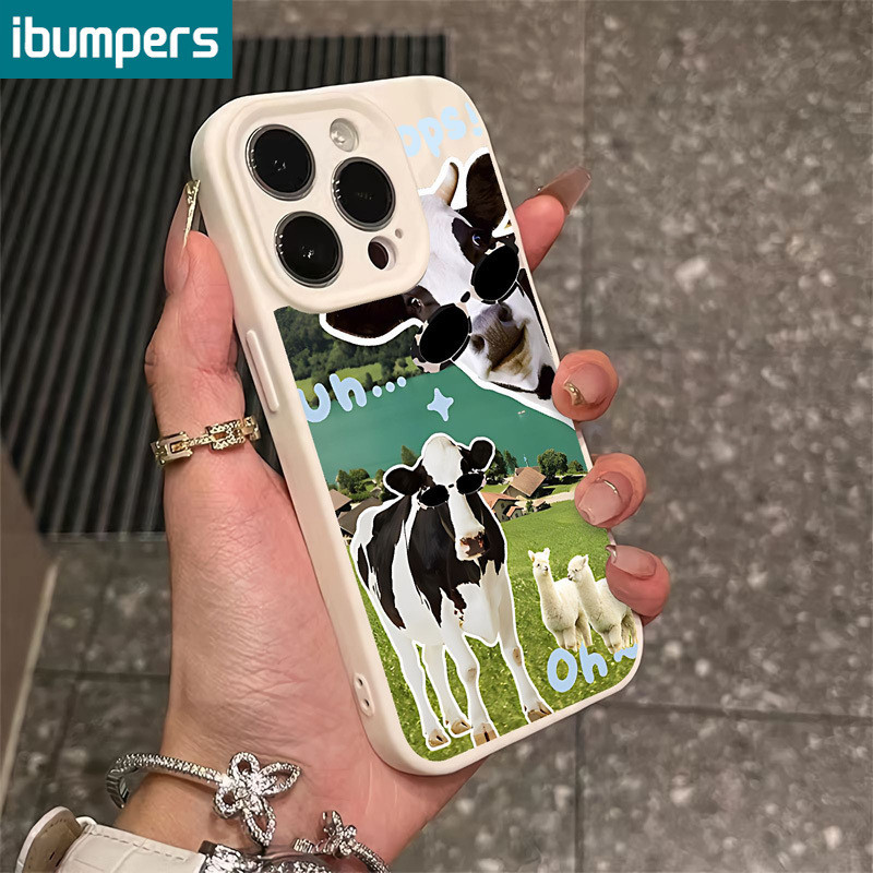 ibumpers Ốp Lưng Iphone đẹp cute bò mẫu Ốp Điện Thoại Nhám Silicon Mềm Ốp Lưng Chống Sốc Sang Chảnh Cho iPhone 15 14 12 13 11 Pro Max IP 7 8 Plus Iphon X XS XR X Max