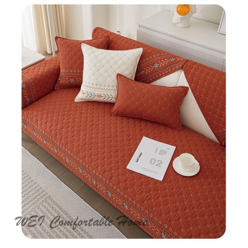 Đệm sofa kết hợp hình chữ L cho người 123, bọc chống trượt mẫu mới, đệm thông dụng bốn mùa, đệm tươi mới đơn giản, khăn phủ vải