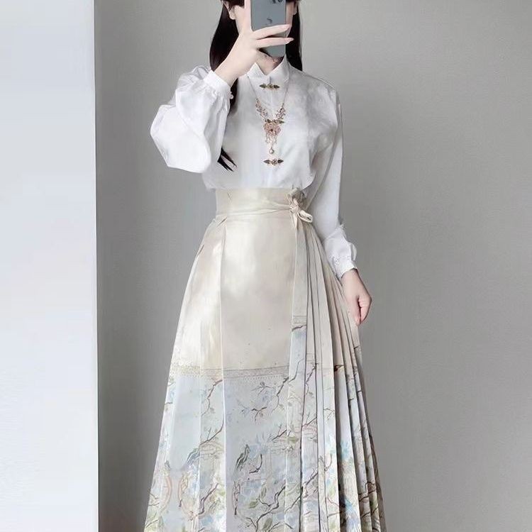 Váy mặt ngựa Hanfu phong cách quốc gia thu đông, thuận tiện hàng ngày