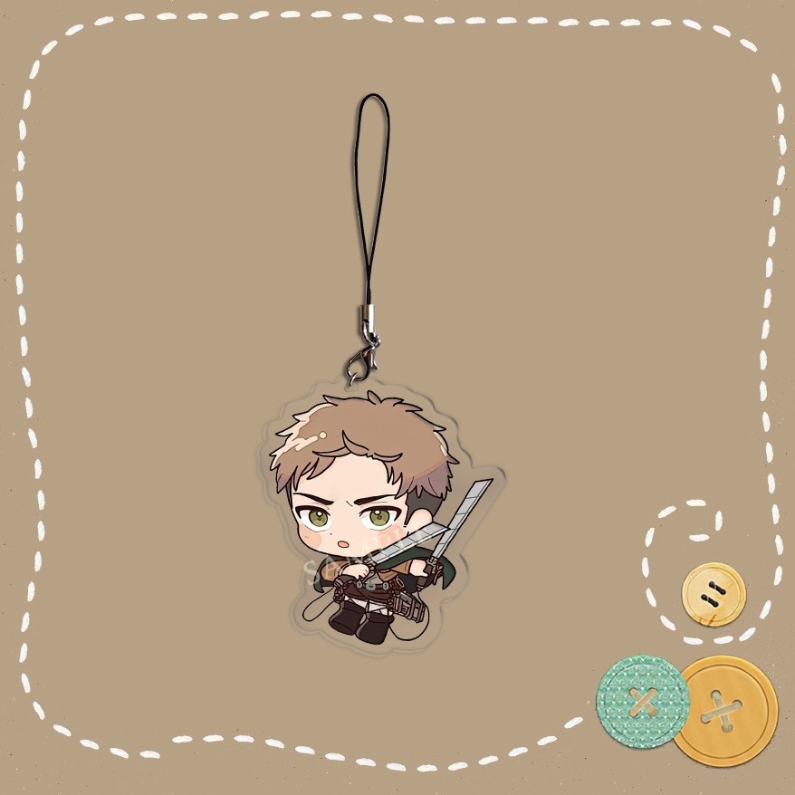 Móc dây treo điện thoại ATTACK ON TITAN ver MÁ HỒNG in hình Đại chiến Titan anime mica acrylic móc khóa dễ thương