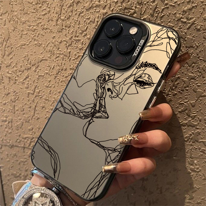 Cho iPhone 11 15 Pro Max 14 11 12 13 15 Pro Max XR XS X Trừu Tượng Dòng Mặt Thẩm Mỹ Mờ Cứng Chống Sốc