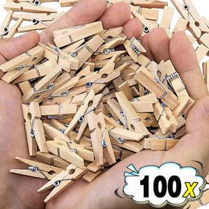 Kẹp lưu trữ màu gỗ nguyên bản - 50 / 100 chiếc Kẹp gỗ trang trí tường ảnh - Kẹp cố định ảnh đa chức năng - Đồ dùng dự tiệc văn phòng trường học - Dụng cụ sắp xếp hồ sơ hóa đơn