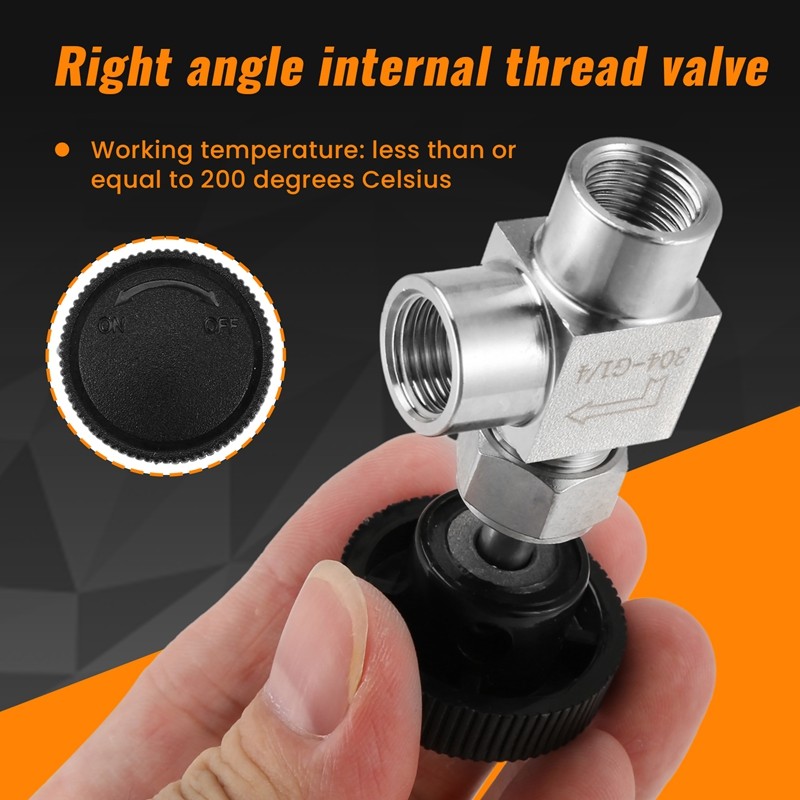 Van Kim Có Thể Điều Chỉnh Van Kim 1 / 4 Inch Góc Phải Nữ Chủ Đề SS304 Cho Dầu Khí Nước