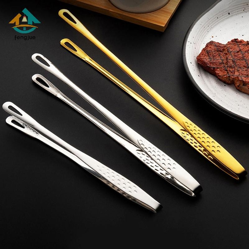 Fengjue 1 Kẹp Thực Phẩm Bằng Thép Không Gỉ Tay Cầm Dài Chống Trơn Trượt Thịt Nướng Lưỡi Bít Tết Dụng Cụ Nấu Ăn Nhà Bếp Phụ Kiện Nhà Bếp TH