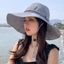 Mũ xô BAMBOOB, Vành rộng Mũ chống nắng chống tia cực tím, Nơ Polyester thời trang Mũ đi biển thoáng khí ngoài trời