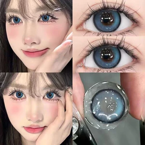 1 cặp (2 chiếc) Ống kính tiếp xúc Black Blue DIA:14.0mm/14.2mm/14.5mm Độ cận thị (0 ~ -6.00) Sử dụng: Ống kính 12 tháng 19