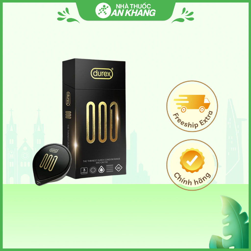 Bao Cao Su Durex 001 Siêu Mỏng, Hộp 3 Bao
