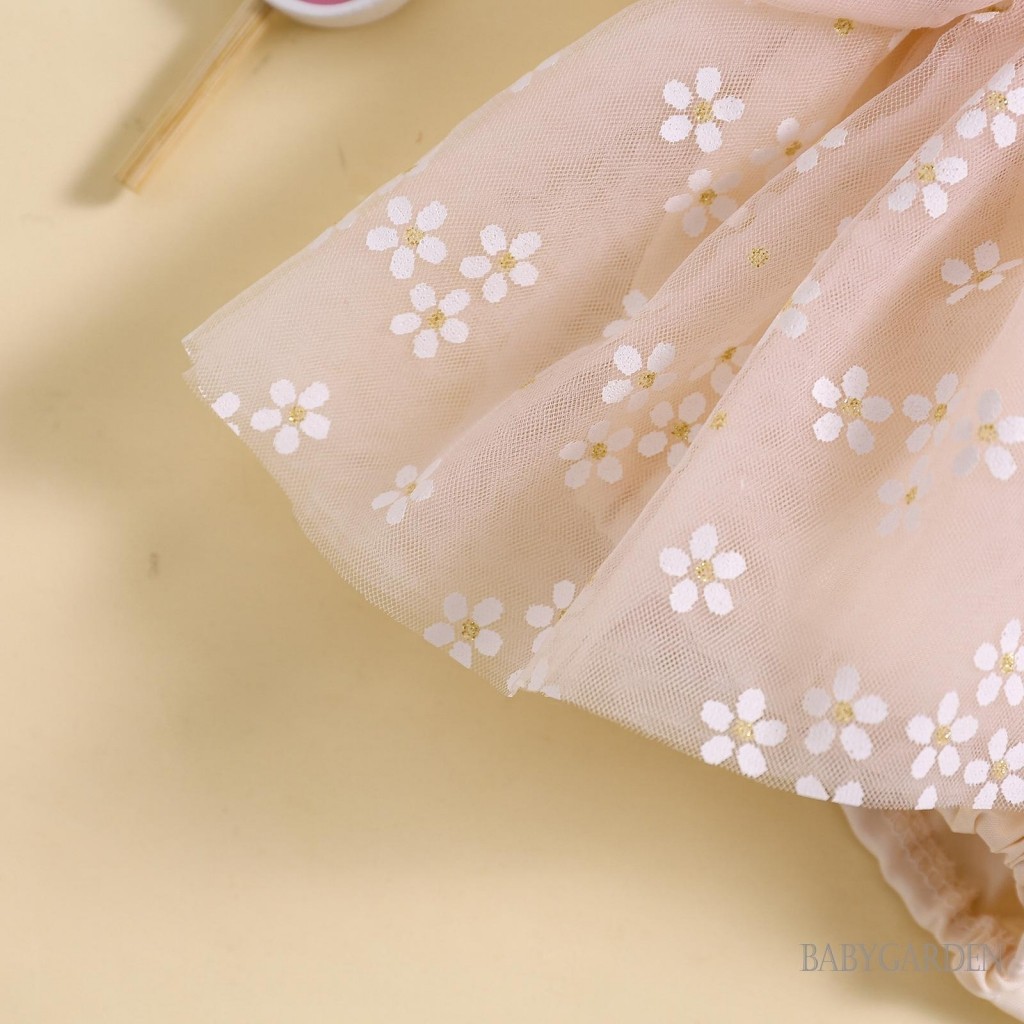 Baga-bộ áo liền quần công chúa in hoa bướm 3D hình bướm có băng đô