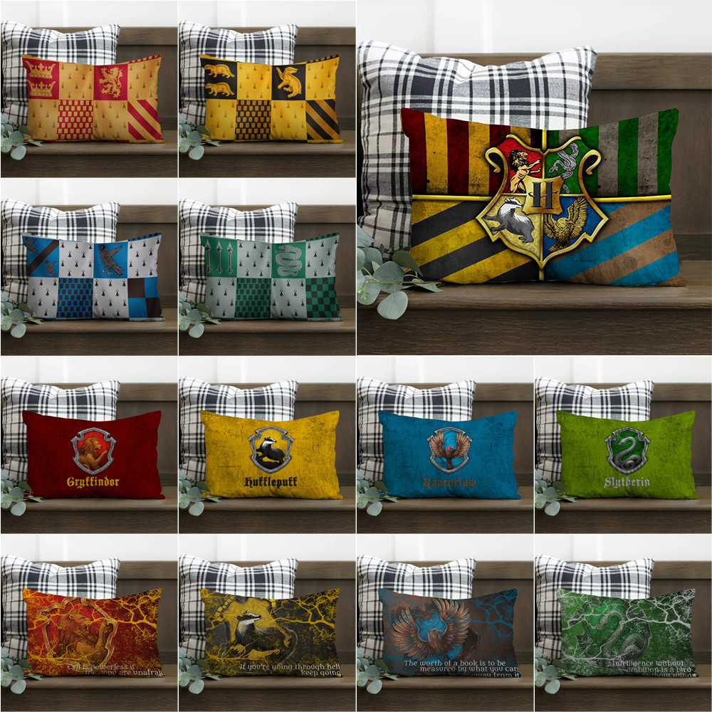 Harry Potter Houses Logo Vỏ Gối Hình Chữ Nhật In Hình Một Mặt Đệm Polyester Trang Trí Nhà Cửa Món Quà Tốt Nhất (Không Có Lõi)