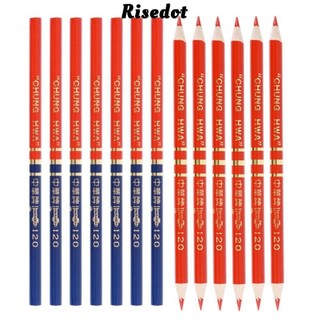 Risedot 10 cái / bộ bút chì chế biến gỗ, thợ mộc có cân, đánh dấu DIY xanh đỏ, quà tặng