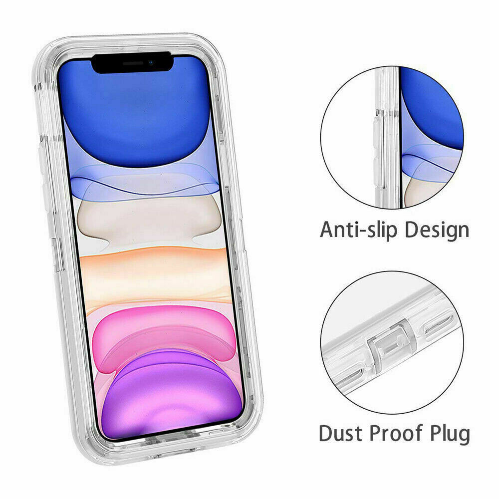 Ốp Điện Thoại Dày 3 Trong 1 Cho IPhone 15 14 Pro Max 13 12 11 Pro Max XS XR XA Max 6 7 8 Plus Trong Suốt Bảo Vệ Giáp Chống Sốc Vỏ Điện Thoại Trơn Bóng