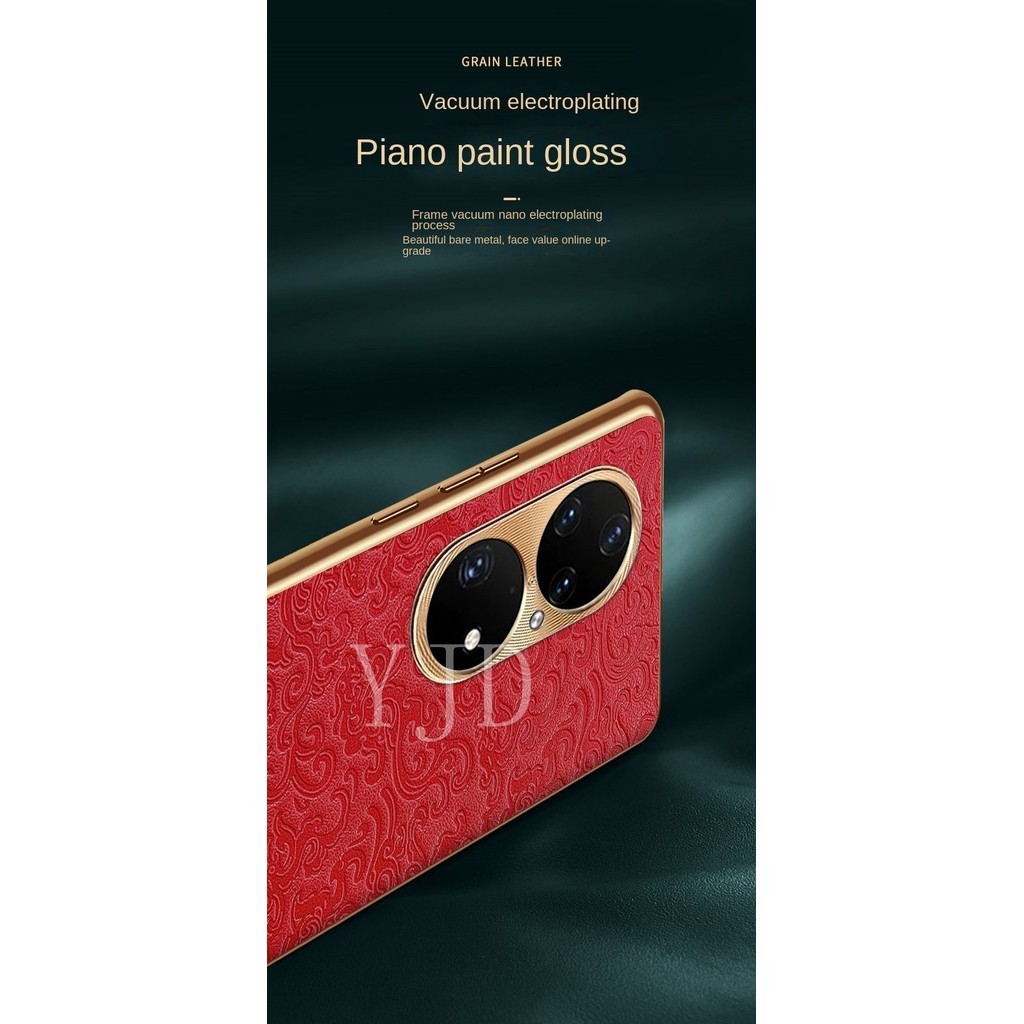 Ốp YJD Cho Huawei P50 Pro P40Pro Phiên Bản Giới Hạn Phong Cách Rồng Da Chống Sốc Ốp Lưng Điện Thoại