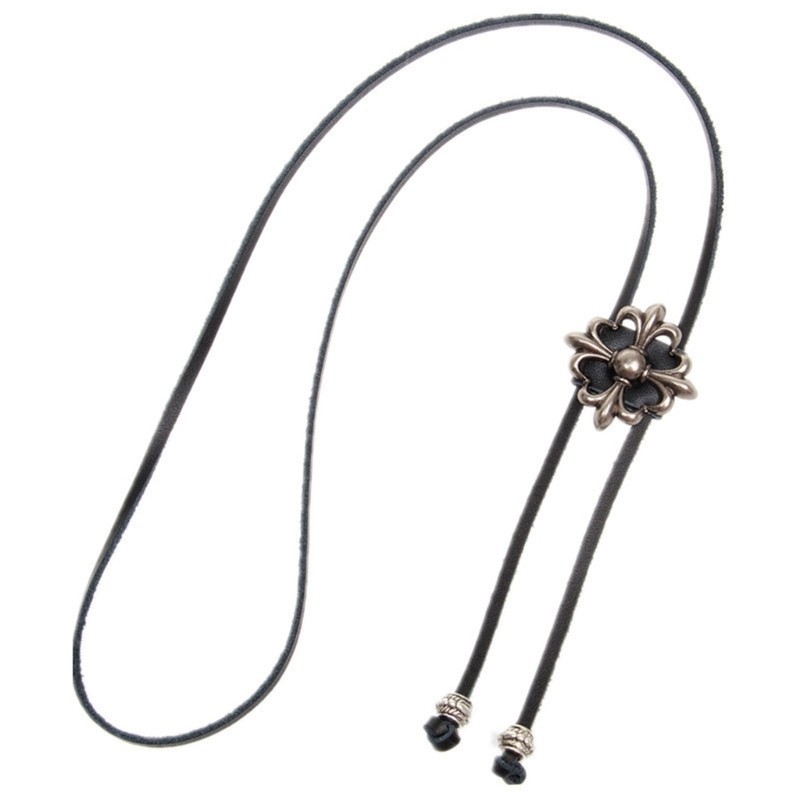 Tốt nhất Cross Flower Cowboy Bolo Tie Dây da nhân tạo phương Tây Vòng cổ cà vạt
