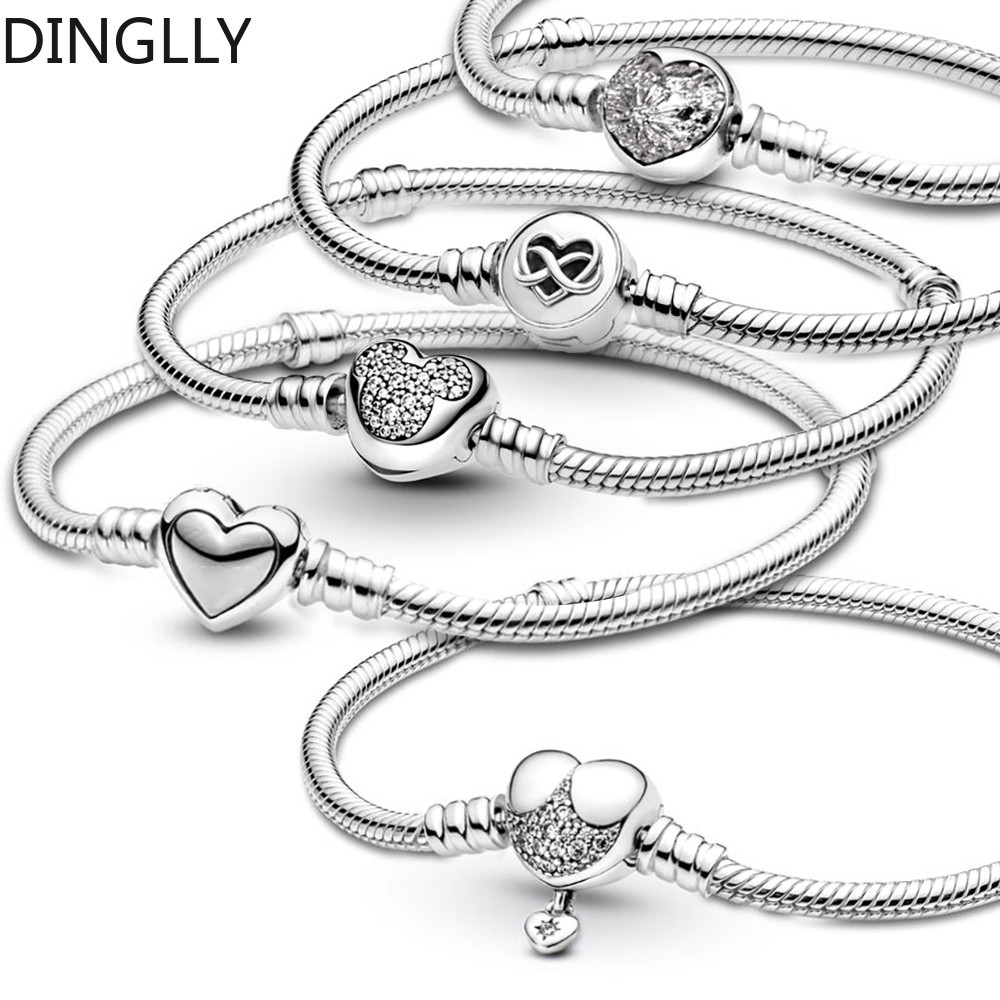 Dinglly Kẻ Sọc Zircon Hình Trái Tim Khóa Vòng Tay Cơ Bản Hình Trái Tim Khóa Vòng Tay Cơ Bản Cho Tự Làm Charm Hạt Trang Sức Vòng Tay Ban Đầu