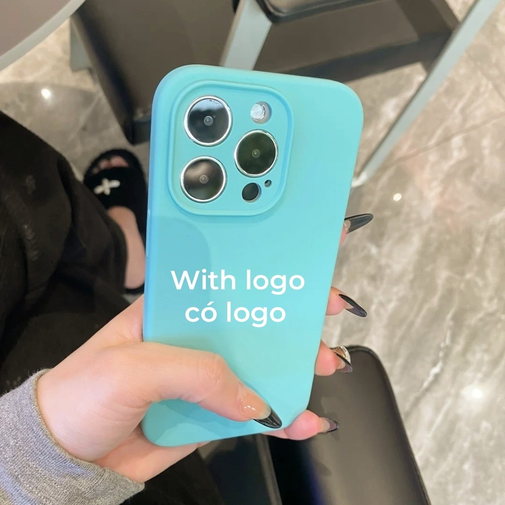Vỏ silicon màu xanh băng cho iPhone 17 / 16 / 15 / 14 / 13 / 12 / 11 / Air / Pro max / Plus Bảo vệ vỏ chống rơi