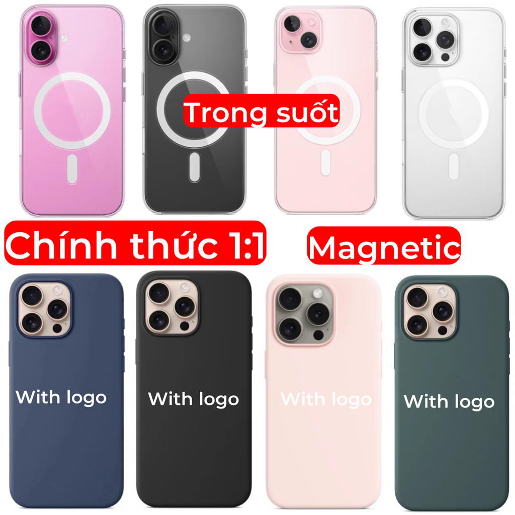 Trong suốt [chính thức 1: 1] Silicon lỏng từ tính cho iphone 17 / 16 / 15 / 14 / 12 / Pro / Pro Max / Plus / Vỏ điện thoại Air Hoạt hình bật lênEquipped