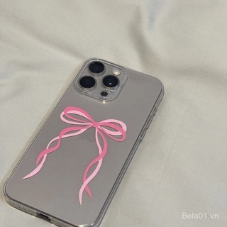 Ốp điện thoại cho iPhone, hai lớp, nơ hồng, phù hợp cho iPhone 15 16 Pro Max, 13 14, cạnh thẳng, lỗ lớn, 7/8, ốp bảo vệ mềm L2Y8