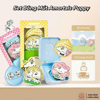 [ AMORTALS ] Set Bông mút Amortals Ermu Puff Dễ Thương Họa Tiết Thú Cưng Mềm Mại Chuyên Dụng