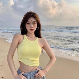 Áo Thun Ba Lỗ Nữ Kiểu Dáng Croptop Ôm Trọn Body, Phiên Bản CHILLIN SUMMER A513899